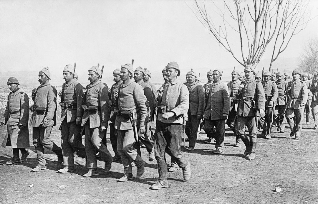 Turkish troops march at the Palestine Front